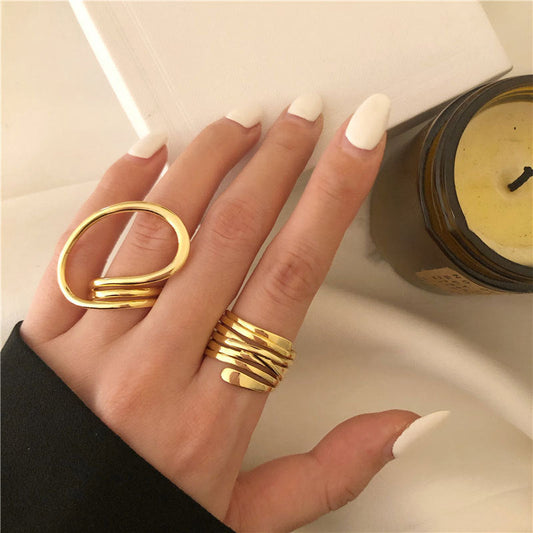 Women's Design Trendy Irregular Exaggerated Large Circle Twisted Rings
