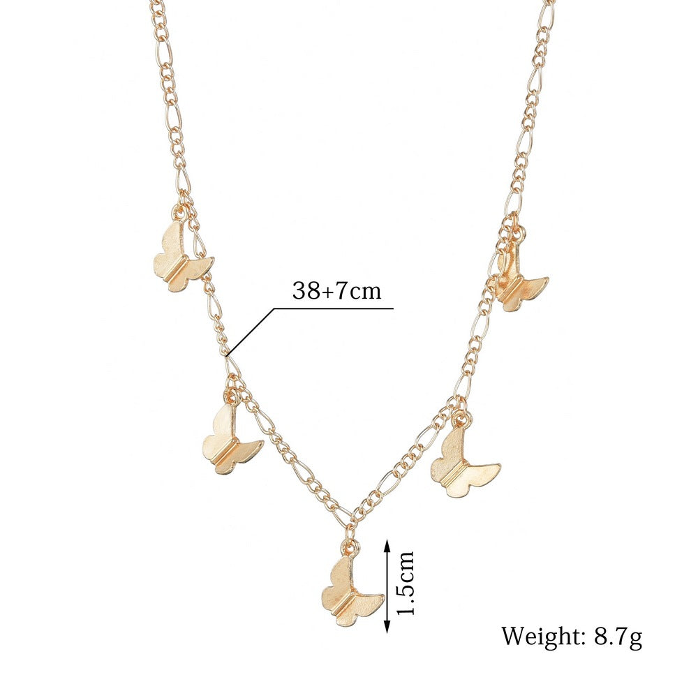 Women's Alloy Butterfly Pendant Retro Simple Clavicle Chain Necklaces