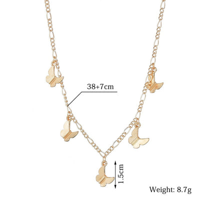 Women's Alloy Butterfly Pendant Retro Simple Clavicle Chain Necklaces
