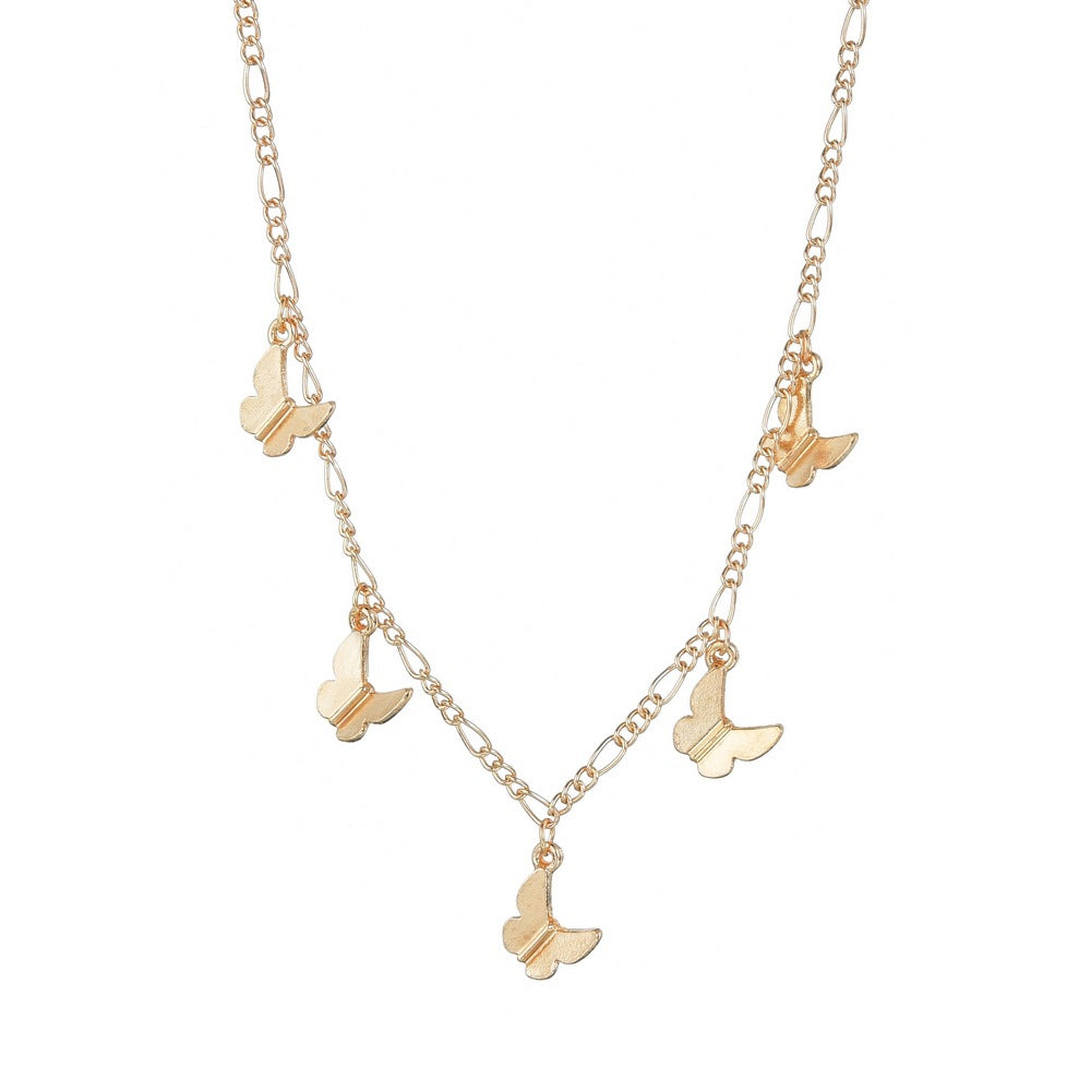 Women's Alloy Butterfly Pendant Retro Simple Clavicle Chain Necklaces