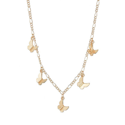 Women's Alloy Butterfly Pendant Retro Simple Clavicle Chain Necklaces