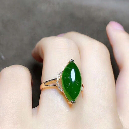 Green Chalcedony Temperament Open Female Plated Rings