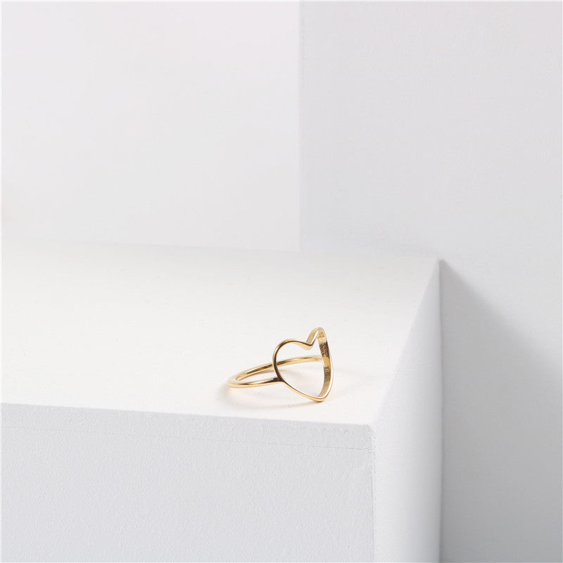Gold-plated Hollow Heart Love Index Finger Rings