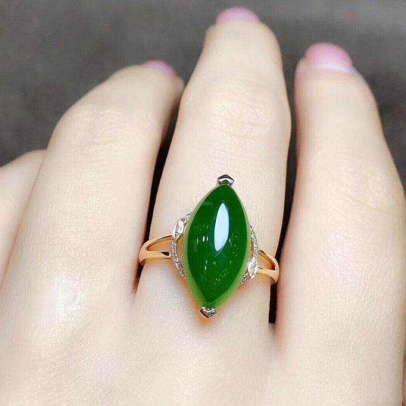 Green Chalcedony Temperament Open Female Plated Rings