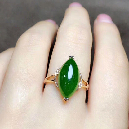 Green Chalcedony Temperament Open Female Plated Rings