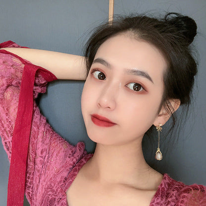 Sier Needle Version Long Elegant Female Personality Earrings