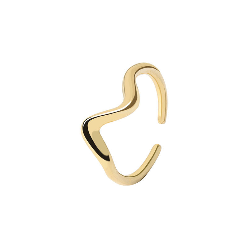 And Exaggerated Niche Line Female Lightning Wave Open Rings