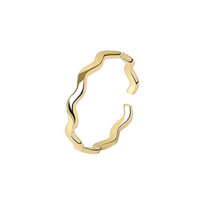 Women's Korean Sier-plated Simple Curve Smooth Wave Rings