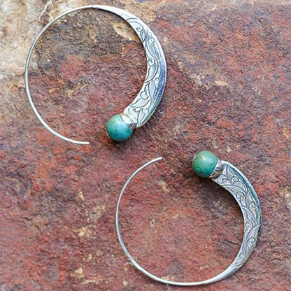 Source Goods Punk Green Turquoise Thai Sier Color Earrings