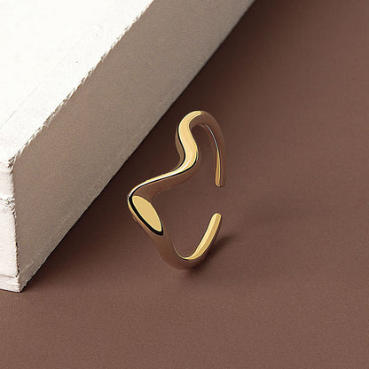 And Exaggerated Niche Line Female Lightning Wave Open Rings
