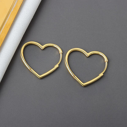 Women's Ear Clip Korean Fresh Heart Glossy Earrings