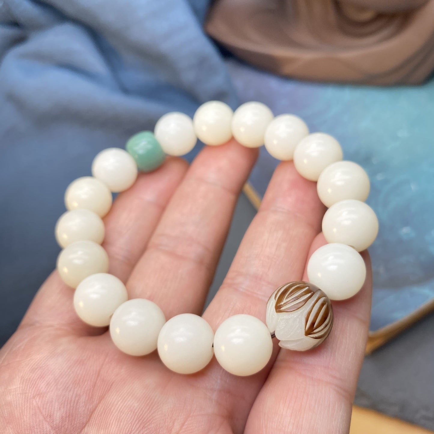 Women's & Men's & White Jade Bodhi Root Personalized Ethnic Bracelets