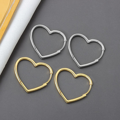 Women's Ear Clip Korean Fresh Heart Glossy Earrings