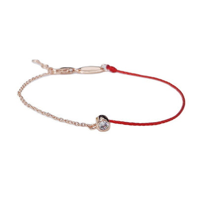 Women's Sterling Sier French Red Rope Single Diamond Bracelets