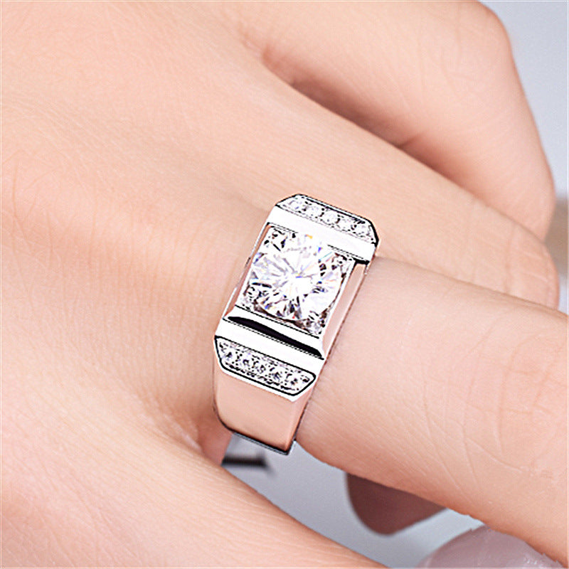 Opening Business Domineering Imitation Moissanite Rhinestone Rings