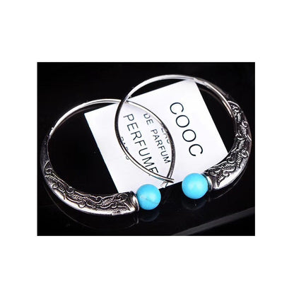 Source Goods Punk Green Turquoise Thai Sier Color Earrings