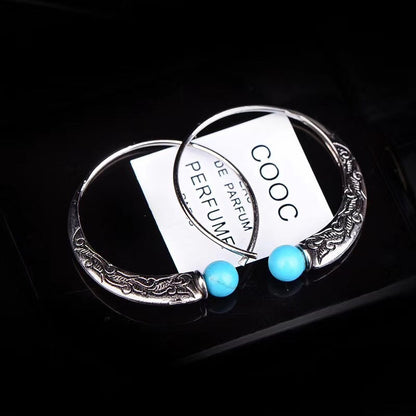 Source Goods Punk Green Turquoise Thai Sier Color Earrings