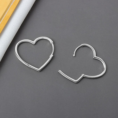 Women's Ear Clip Korean Fresh Heart Glossy Earrings