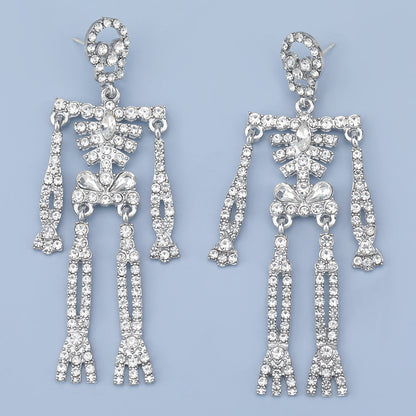 Skull Skeleton Alloy Diamond Rhinestone Female Earrings