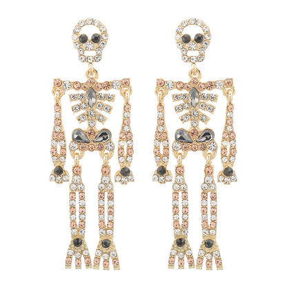 Skull Skeleton Alloy Diamond Rhinestone Female Earrings