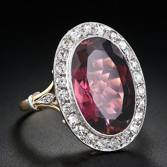 Women's Shi Ornament Pomegranate Red Zircon Two-color Rings