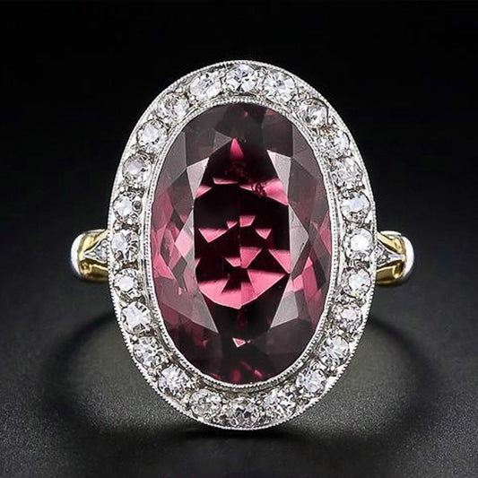 Women's Shi Ornament Pomegranate Red Zircon Two-color Rings