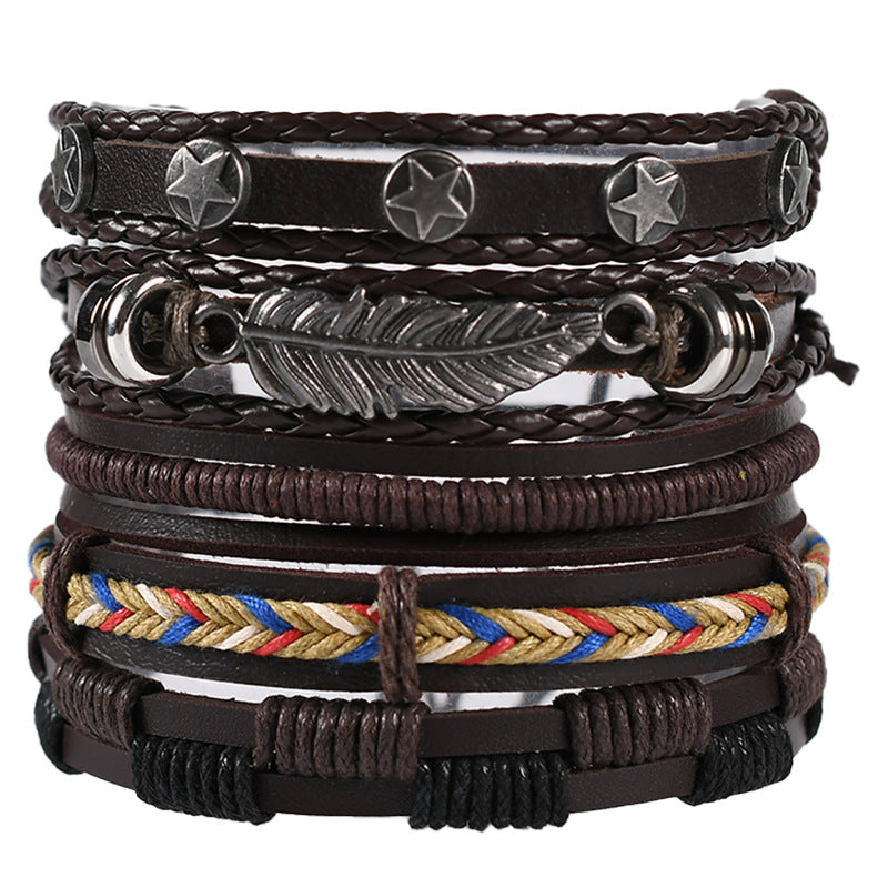 Men's Leather Hand-woven Hip Hop Punk Suit Bracelets