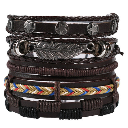 Men's Leather Hand-woven Hip Hop Punk Suit Bracelets