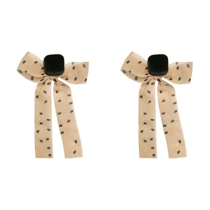 Sier Needle Ribbon Polka Dot Bow Rings