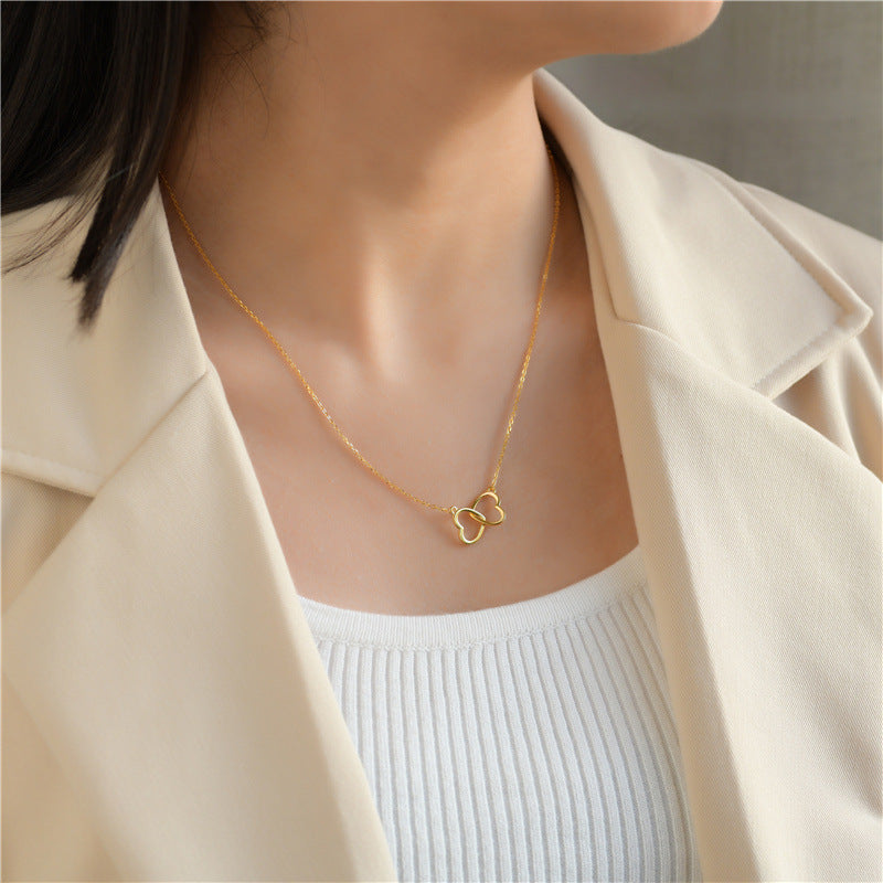 Sier Simple Love Buckle Female Korean Classic Necklaces