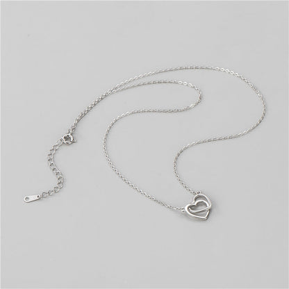 Sier Simple Love Buckle Female Korean Classic Necklaces