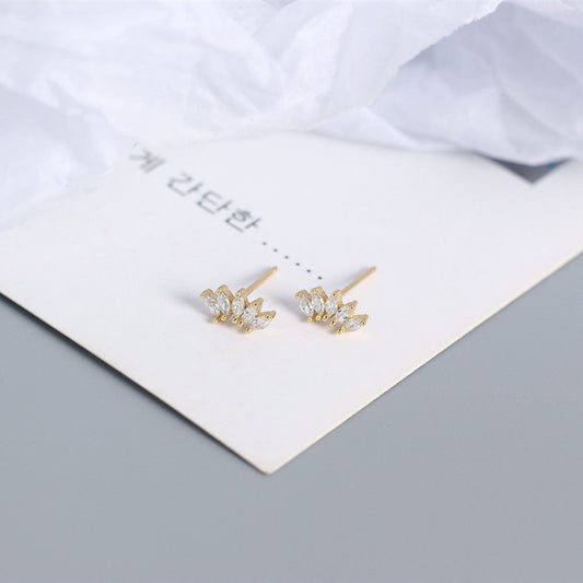 Sier Horse Eye Stone Versatile Zircon Earrings