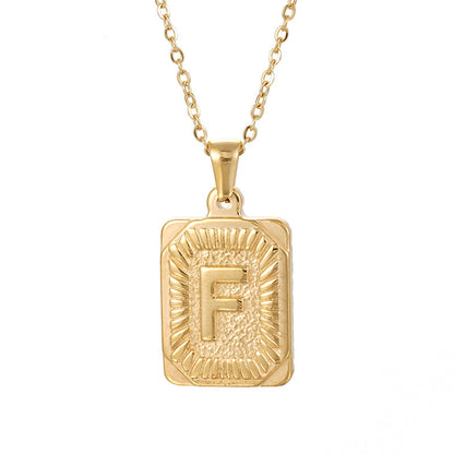 Men's Square Stainless Steel Letter Pendant Titanium Necklaces