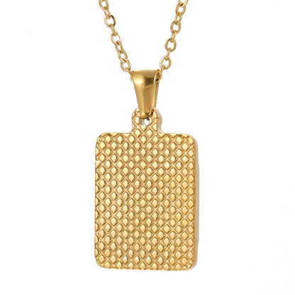 Men's Square Stainless Steel Letter Pendant Titanium Necklaces