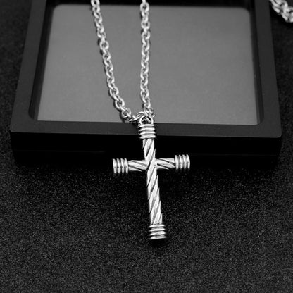 Women's & Men's & Big Cross Sweater Chain Twin Necklaces