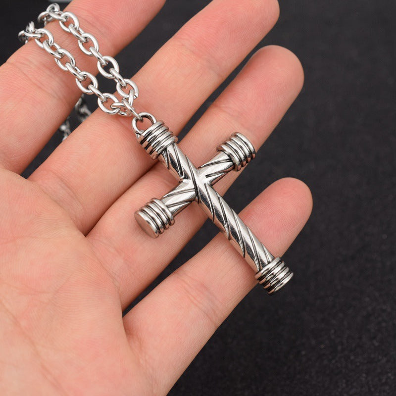 Women's & Men's & Big Cross Sweater Chain Twin Necklaces