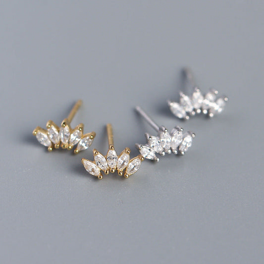 Sier Horse Eye Stone Versatile Zircon Earrings