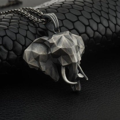Men's Pure Tin Elephant Retro Pendant Animal Necklaces