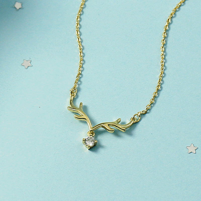 Deer Korean Style Trendy One With You Gold Plated Necklaces