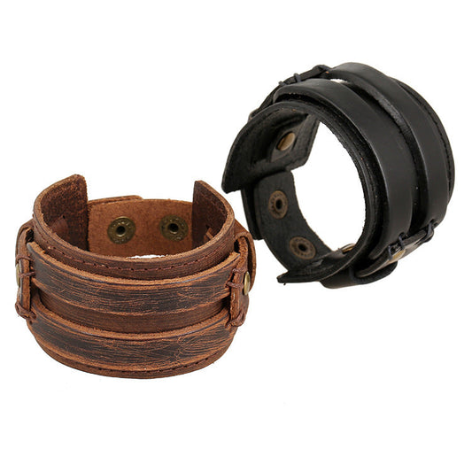 Men's Vintage Punk Style Cattle Leather Simple Bracelets