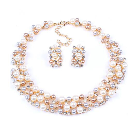 Fashion Imitation Pearl Short Bride And Suit High Necklaces