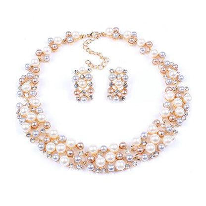 Fashion Imitation Pearl Short Bride And Suit High Necklaces