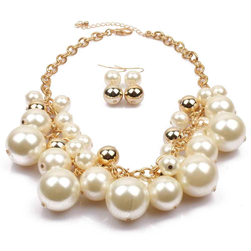 Elegant Simple Imitation Pearl Irregular Geometric Necklaces