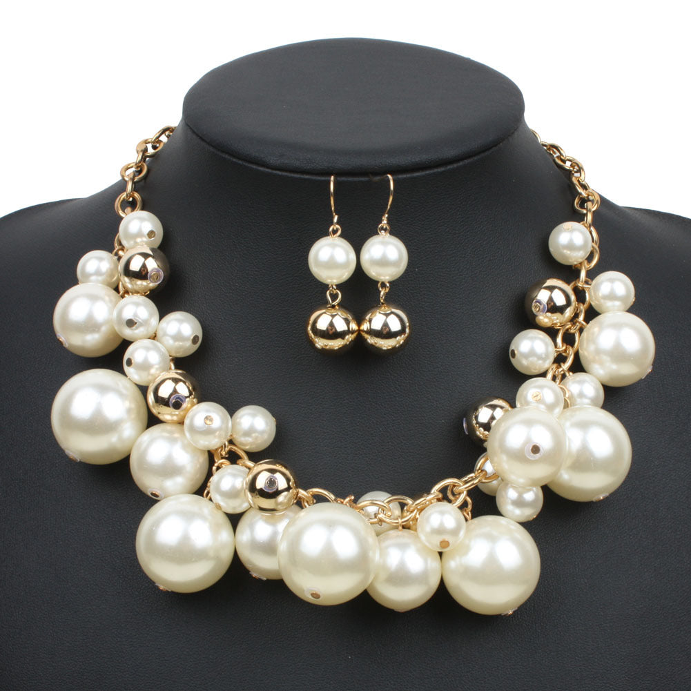Elegant Simple Imitation Pearl Irregular Geometric Necklaces