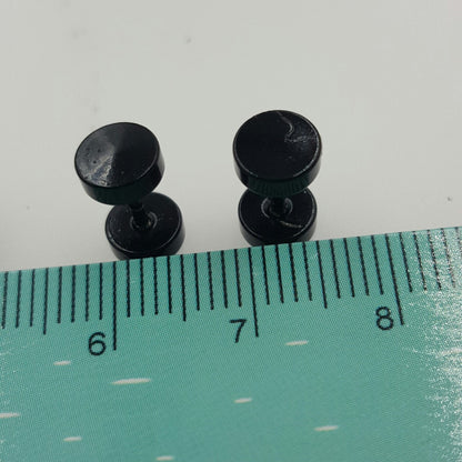 Men's Steel Ear Bone Korean Punk Black Round Earrings