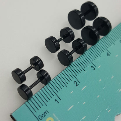 Men's Steel Ear Bone Korean Punk Black Round Earrings