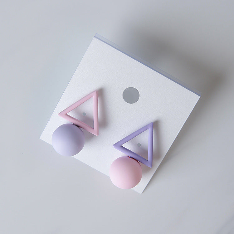 Women's Style Hollow Triangle Round Asymmetric Ice Earrings