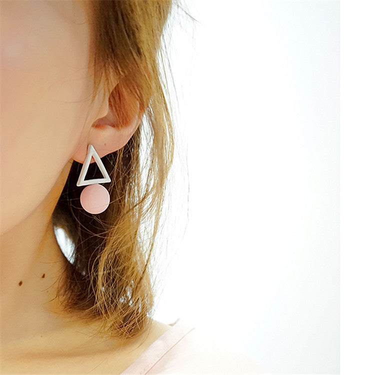 Women's Style Hollow Triangle Round Asymmetric Ice Earrings