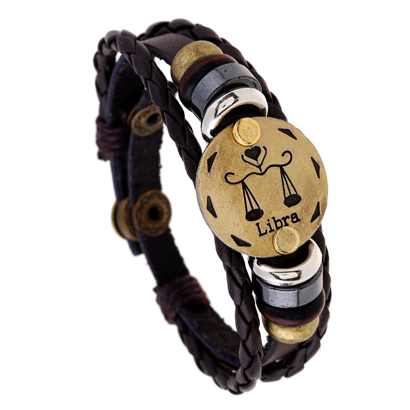Constellation Cattle Leather Birthday Gift Adjustable Size Bracelets
