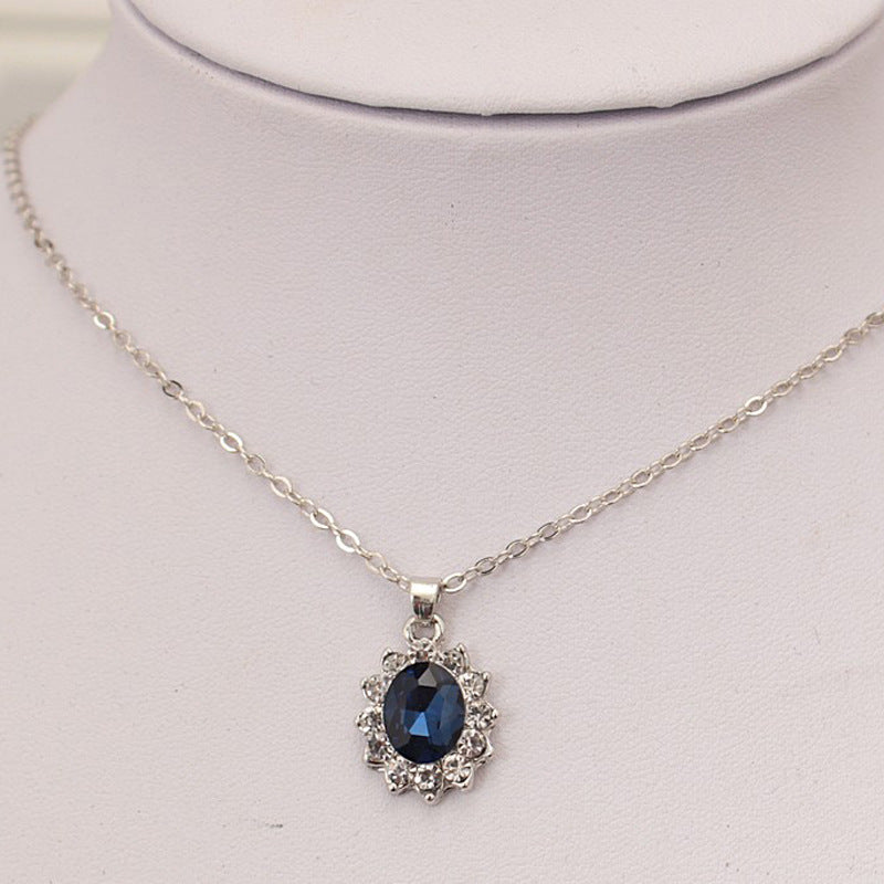 Rhinestone Sapphire Royal Princess Ear Set Necklaces